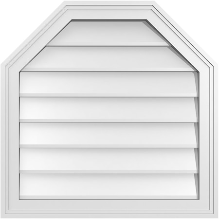Ekena Millwork Octagonal Top Surface Mount PVC Gable Vent w/ 2"W x 1-1/2"P Brickmould Frame, 24"W x 24"H GVPOT24X2402SN